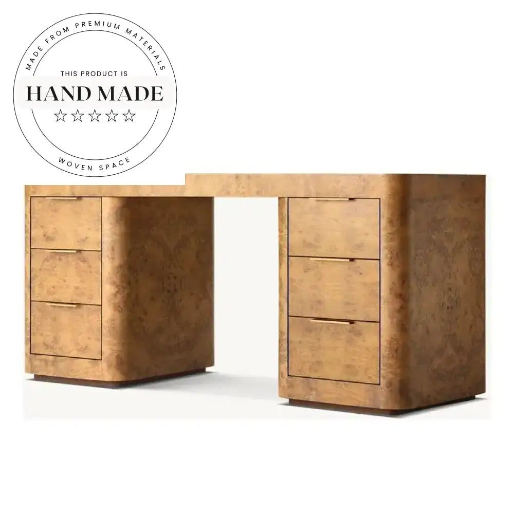 Luxury Modern Burl Wood Executive Office Desk with Storage Writing Desk