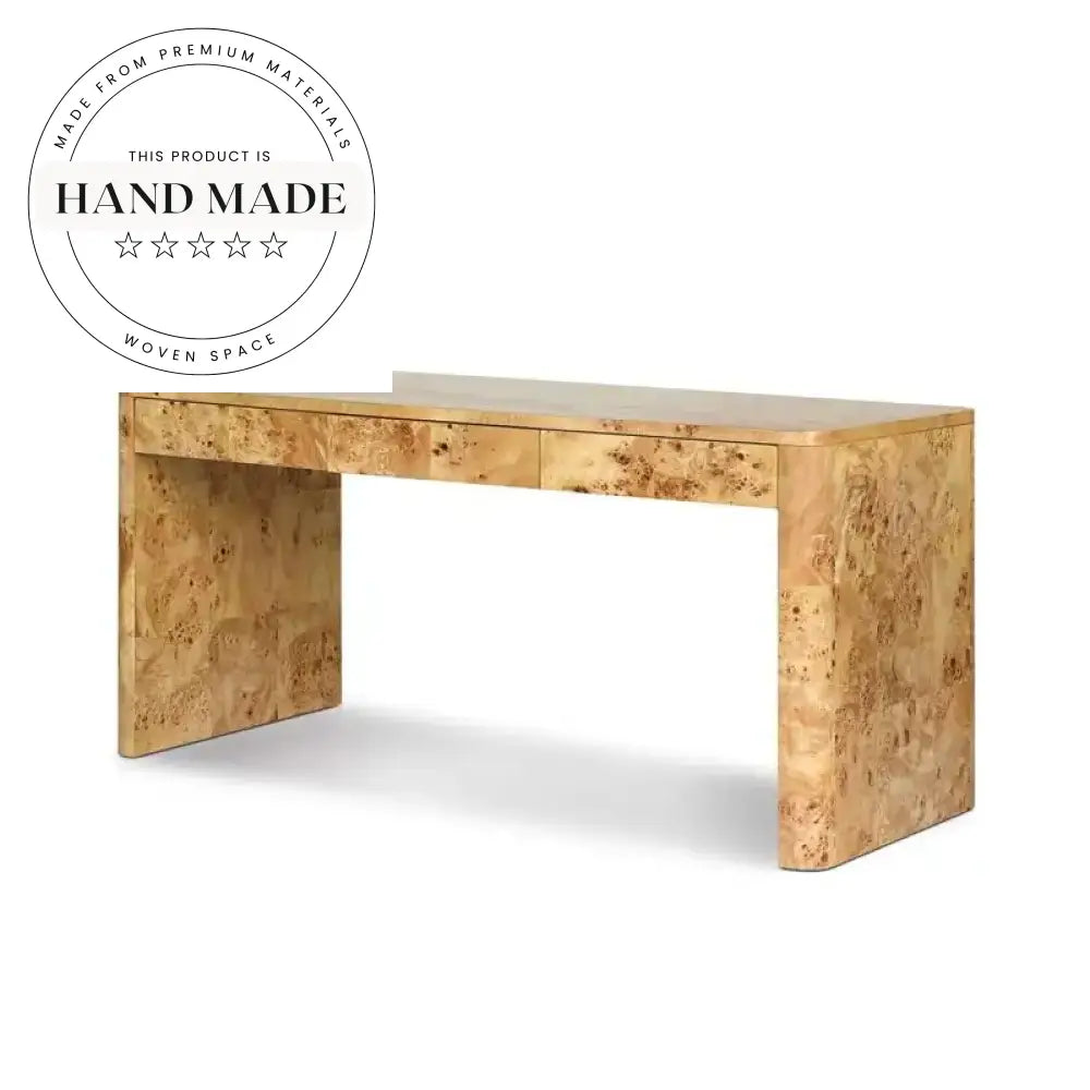 Luxury Modern Burl Wood Executive Rectangle Home Office Desk