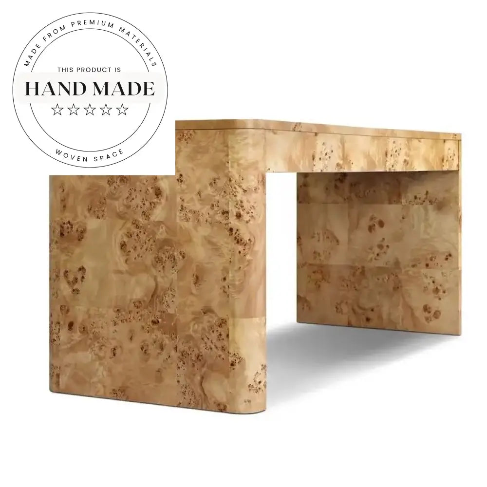 Luxury Modern Burl Wood Executive Rectangle Home Office Desk