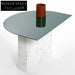 Luxury Modern C-Shape White Marble Glass Top End Table