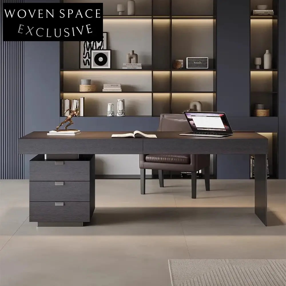 Luxury Modern Executive Computer Desk with Three Storage Drawers for Home Study Desk