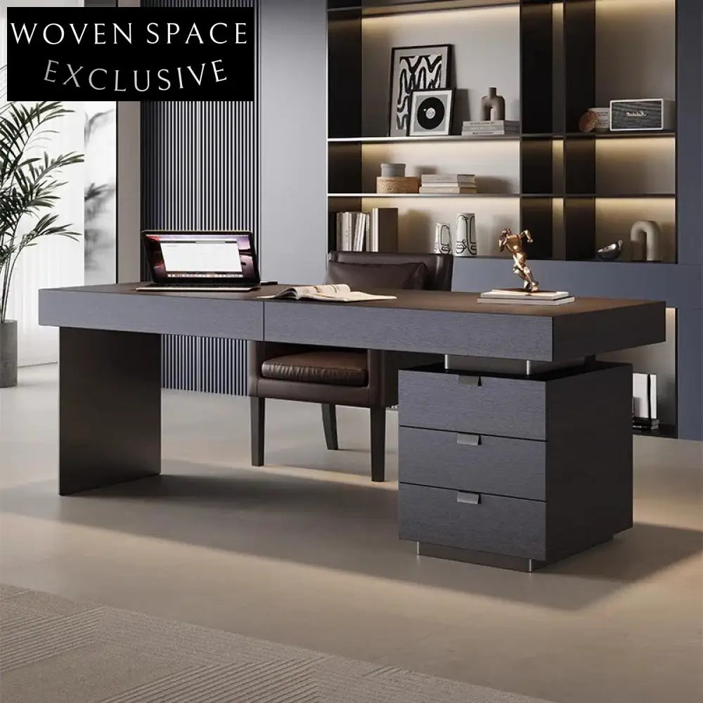 Luxury Modern Executive Computer Desk with Three Storage Drawers for Home Study Desk