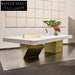 Luxury Modern Geometric Natural Marble Gold Metal Rectangle Living Room Coffee Table