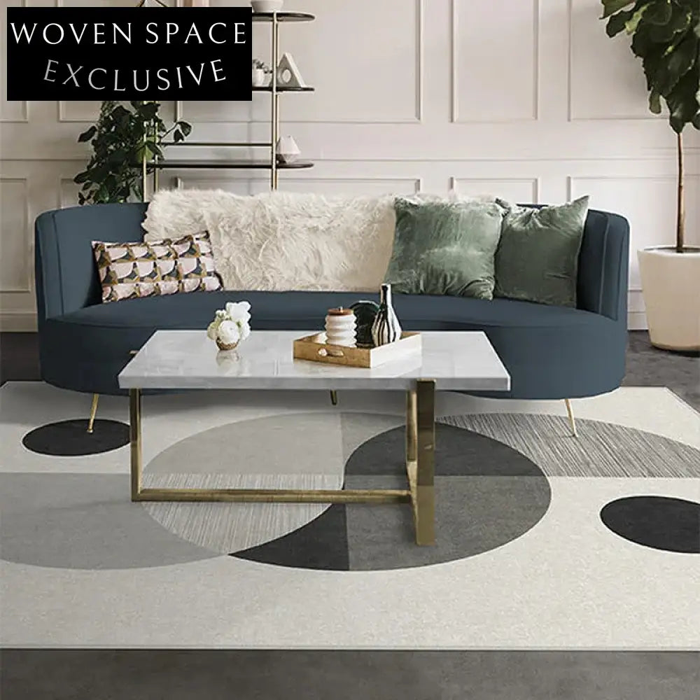 Luxury Modern Geometric Polyester Area Rug for Living Room, Bedroom, and Sofa Spaces