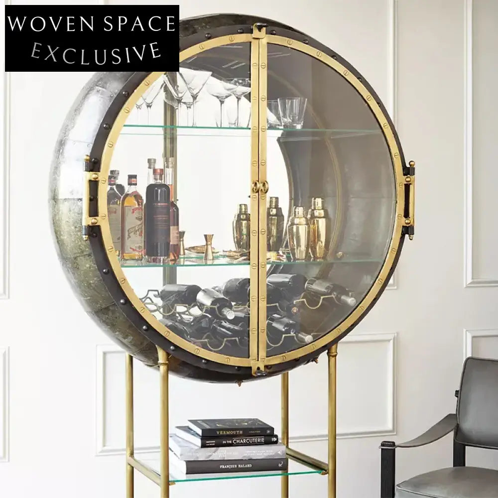 Luxury Modern Glass Display Corner Bar Cabinet for Living Room Storage