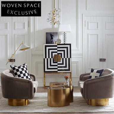 Luxury Modern Gold Black Storage Cabinet Solid Wood Stainless Steel Base