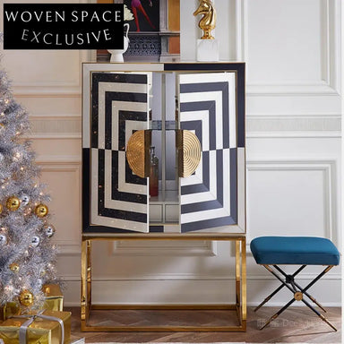 Luxury Modern Gold Black Storage Cabinet Solid Wood Stainless Steel Base