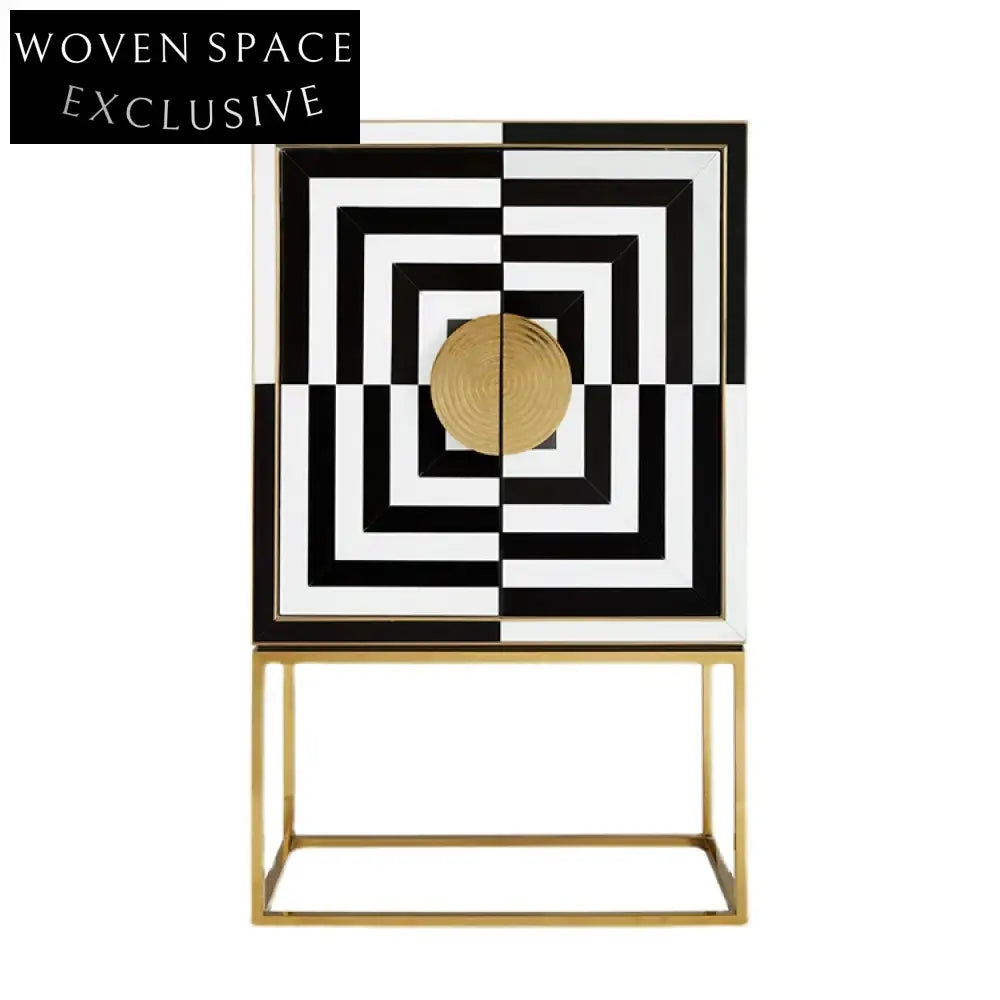 Luxury Modern Gold Black Storage Cabinet Solid Wood Stainless Steel Base