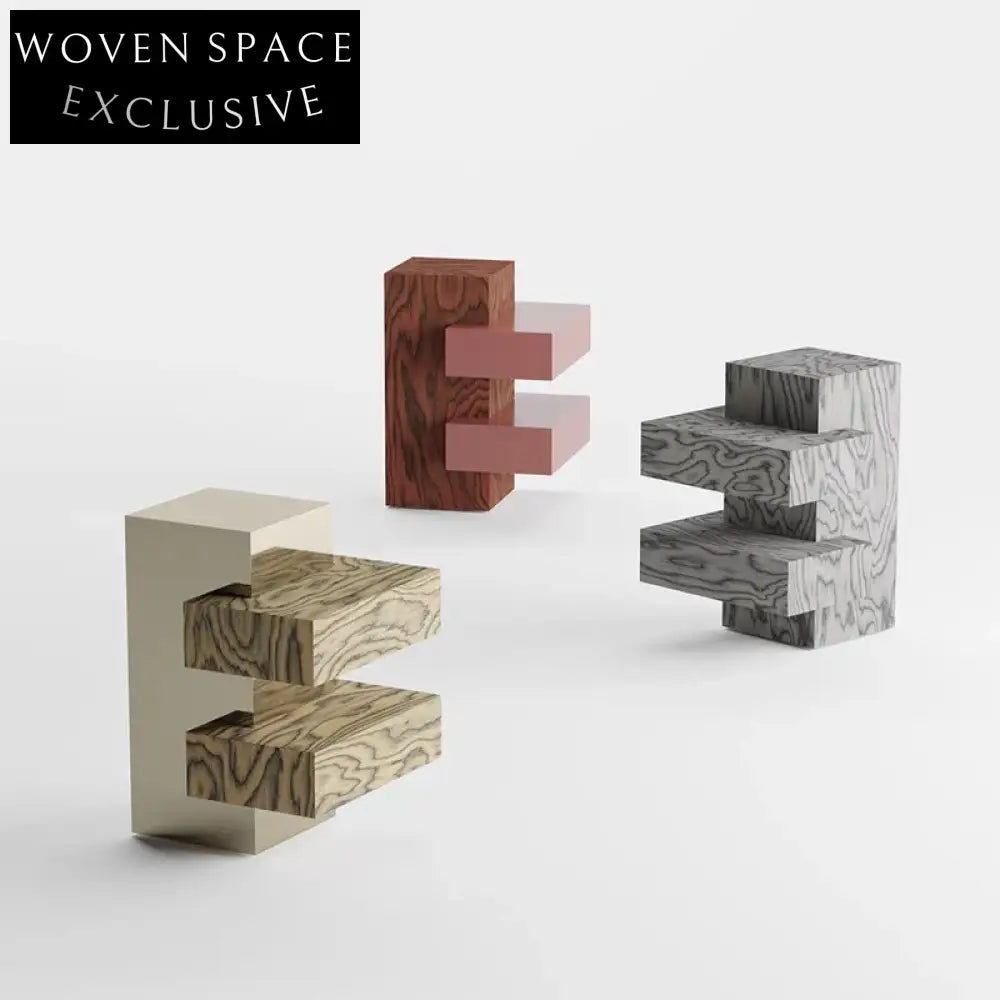 Luxury Modern Gold Stainless Steel Square Side Table with Burl Wood Veneer