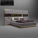 Luxury Modern Golden Metal King Size Upholstered Bed with Italian Suede Fabric