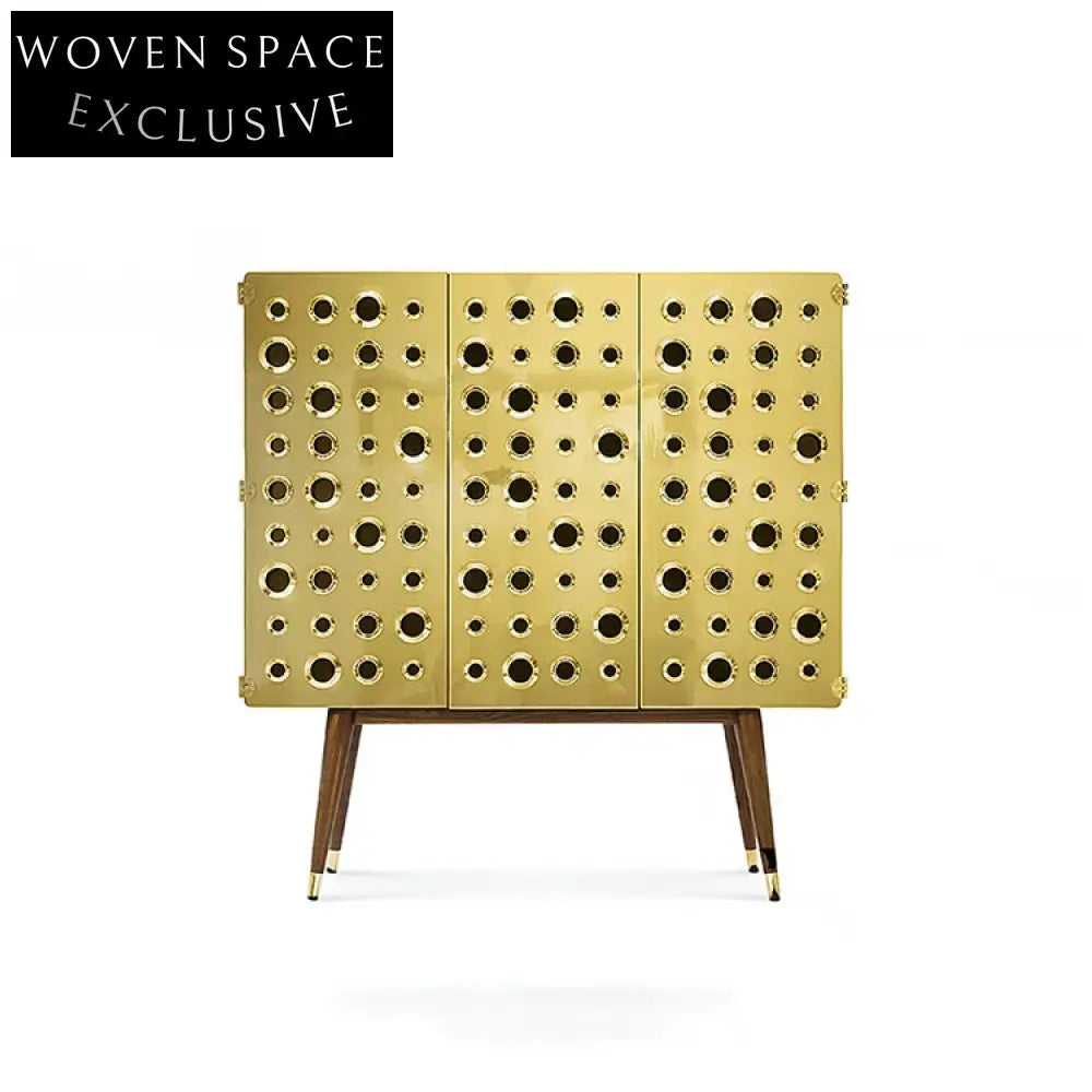 Luxury Modern Golden Side Tool Cabinet Stainless Steel Solid Wood Storage