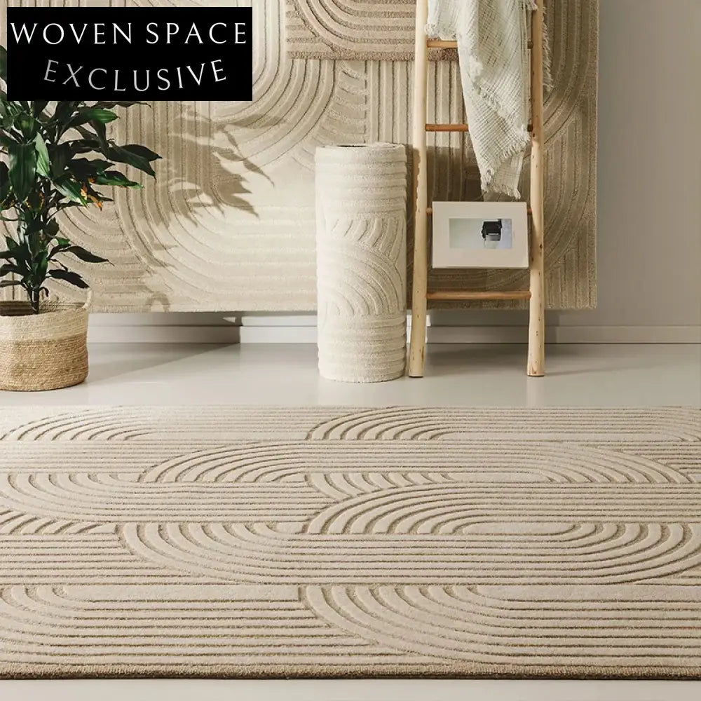 Luxury Modern Hand-Tufted Striped Polyester Area Rug for Living Room Bedroom