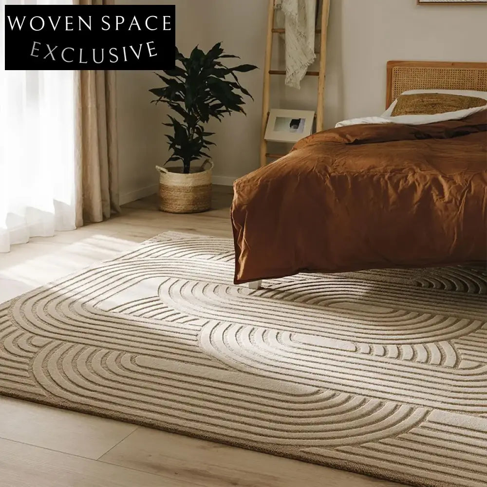 Luxury Modern Hand-Tufted Striped Polyester Area Rug for Living Room Bedroom