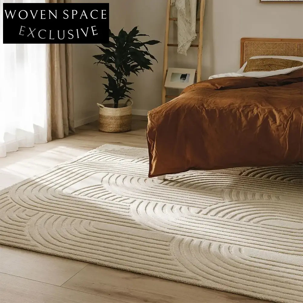 Luxury Modern Hand-Tufted Striped Polyester Area Rug for Living Room Bedroom