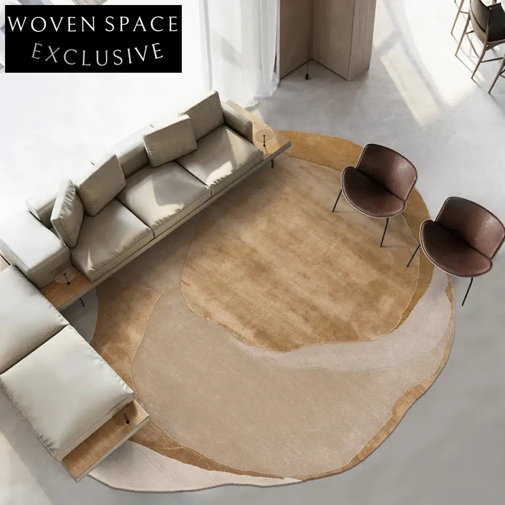 Luxury Modern Irregular Hand-Tufted Tencel Dining Room Bedroom Area Rug