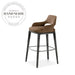 Luxury Modern Italian Backrest Bar Chair, Wood Leg Leather Counter Stool