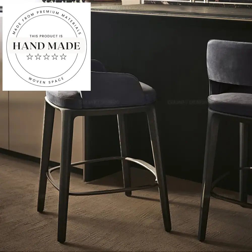 Luxury Modern Italian Backrest Bar Chair, Wood Leg Leather Counter Stool