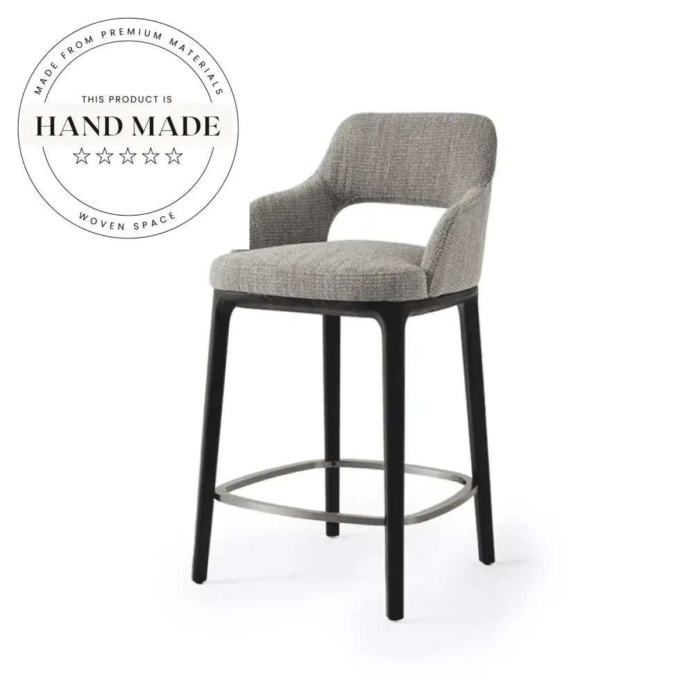 Luxury Modern Italian Backrest Bar Chair, Wood Leg Leather Counter Stool