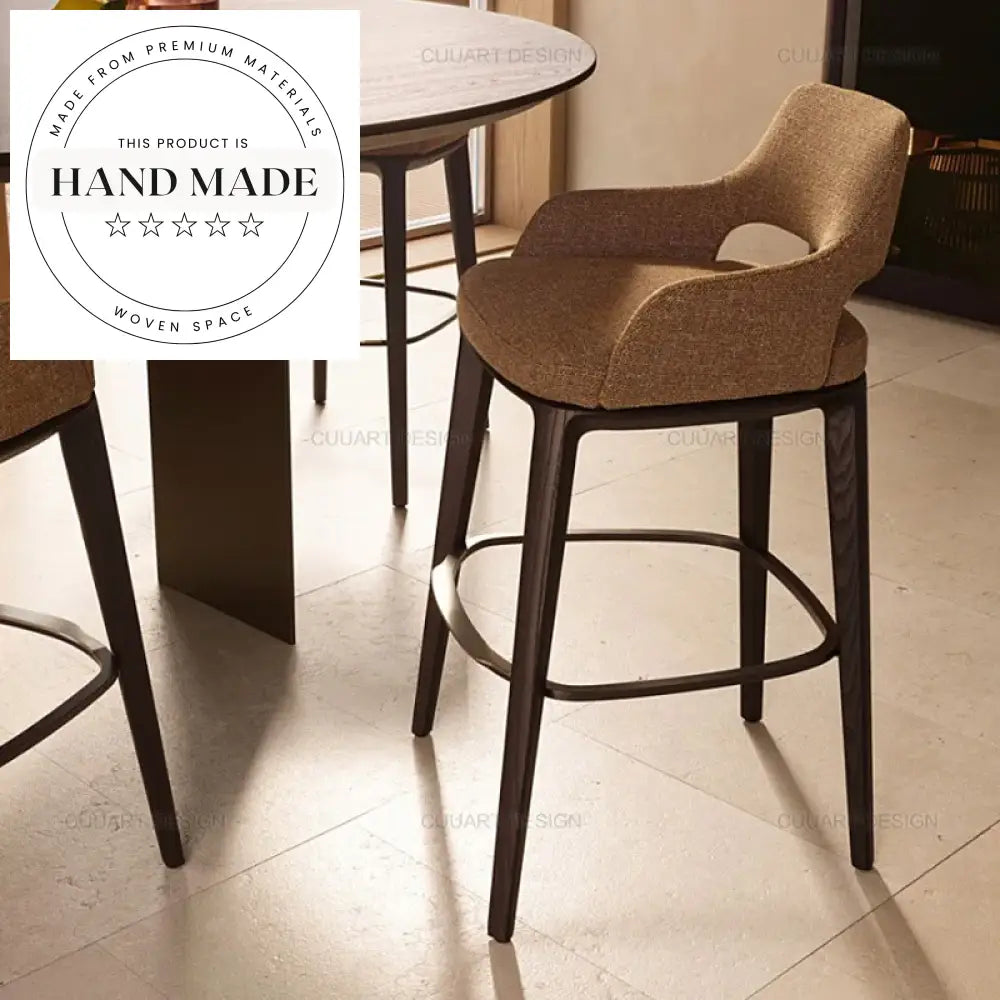 Luxury Modern Italian Backrest Bar Chair, Wood Leg Leather Counter Stool