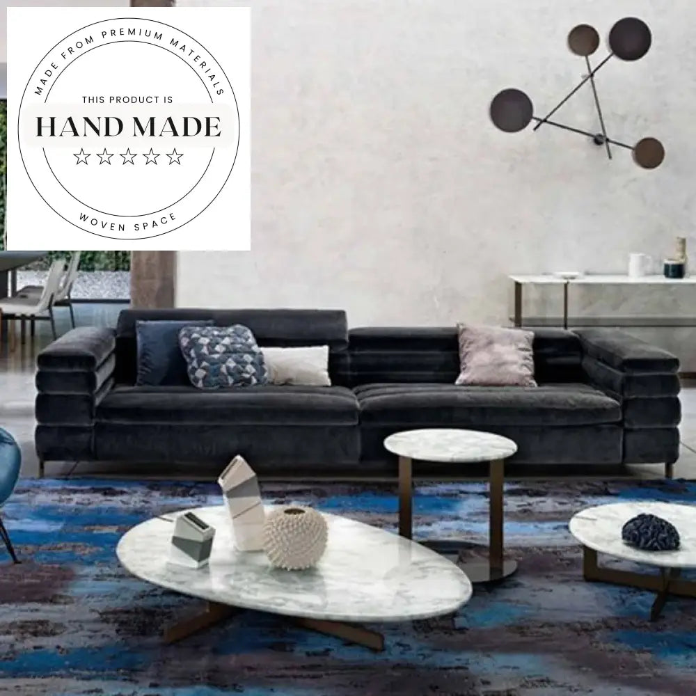 Luxury Modern Italian Black Velvet Gold Leg Sectional Sofa