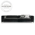 Luxury Modern Italian Black Velvet Gold Leg Sectional Sofa