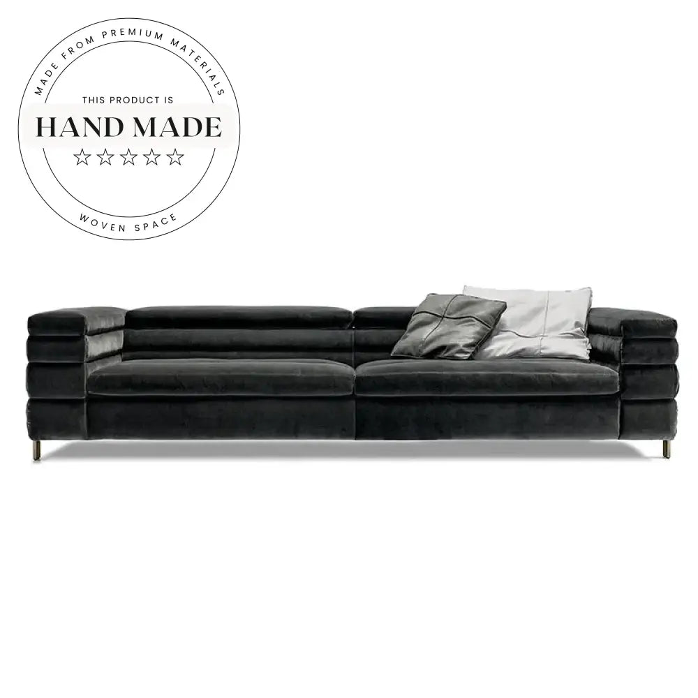 Luxury Modern Italian Black Velvet Gold Leg Sectional Sofa