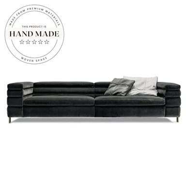 Luxury Modern Italian Black Velvet Gold Leg Sectional Sofa