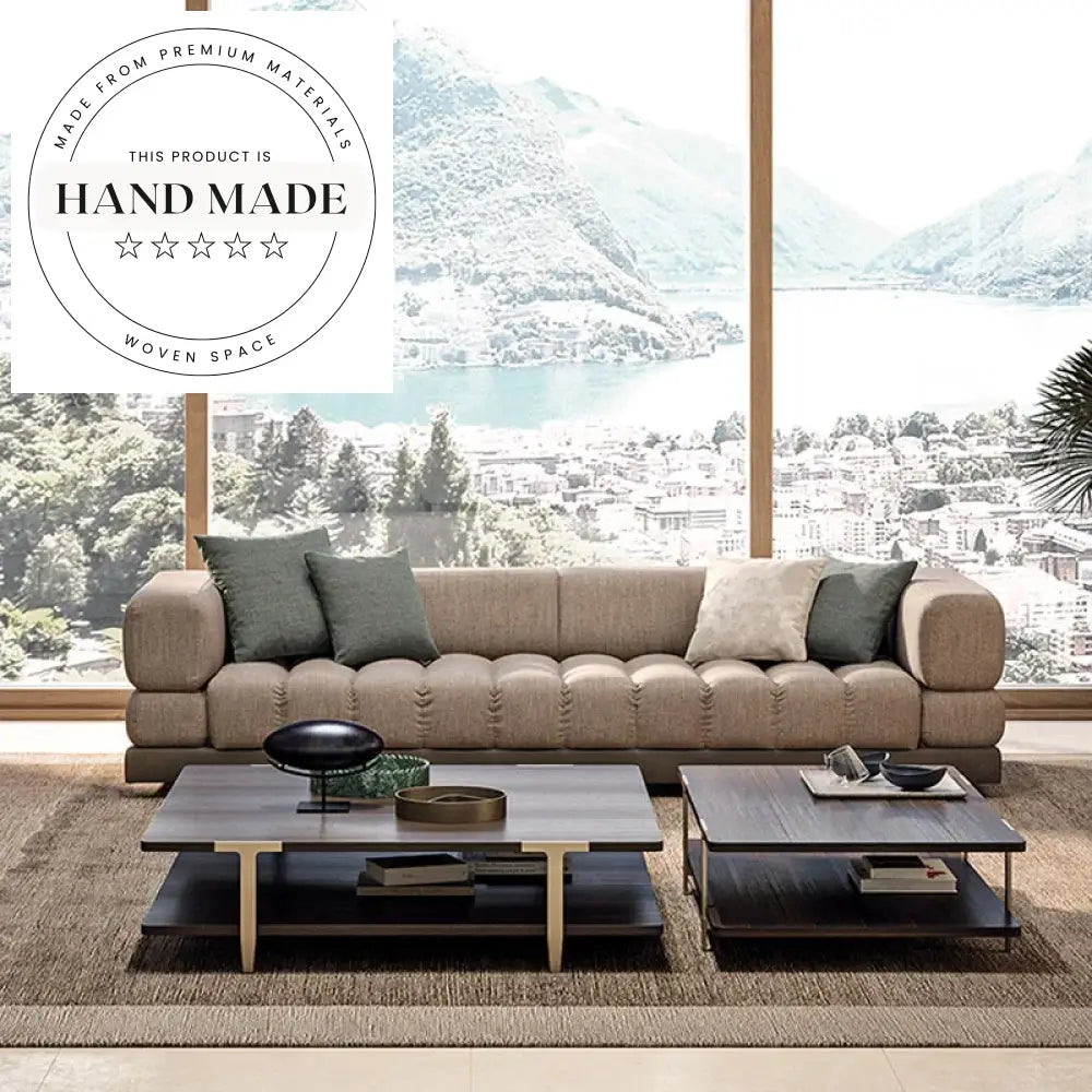 Luxury Modern Italian Flax Fabric Sectional Seater Lounge Sofa