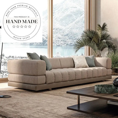 Luxury Modern Italian Flax Fabric Sectional Seater Lounge Sofa