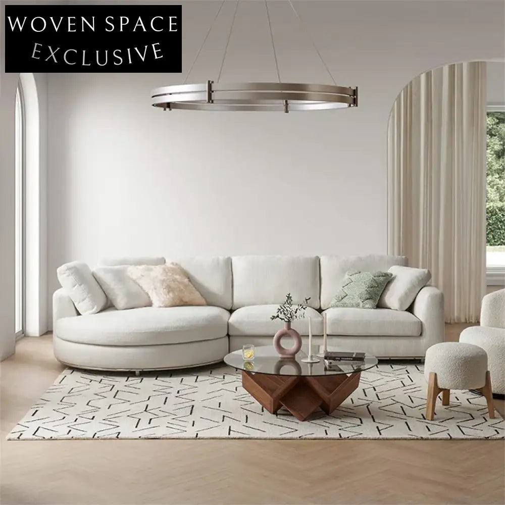 Luxury Modern L-Shape Sectional Sofa with Plush Linen Fabric Cushions