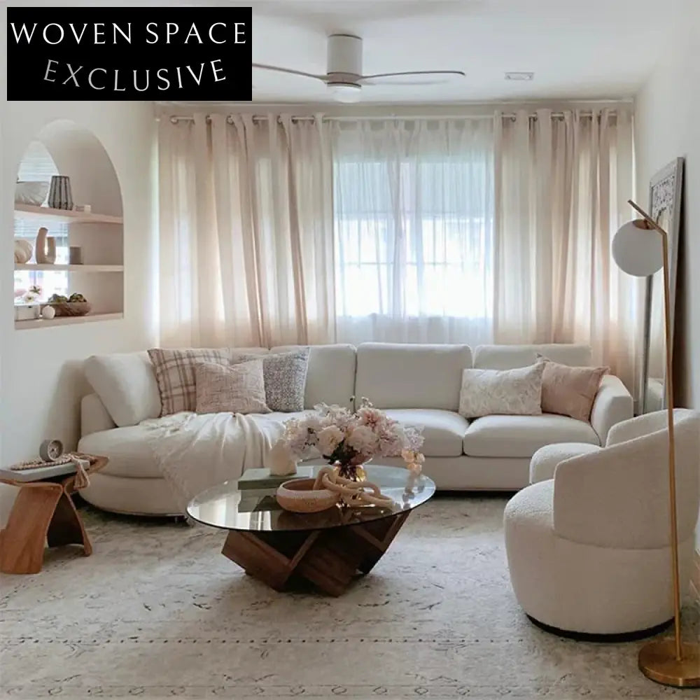 Luxury Modern L-Shape Sectional Sofa with Plush Linen Fabric Cushions