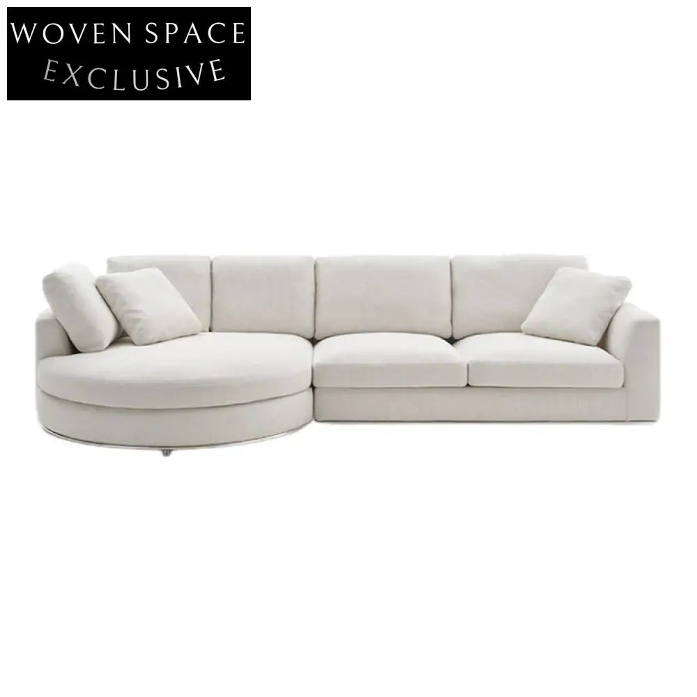 Luxury Modern L-Shape Sectional Sofa with Plush Linen Fabric Cushions