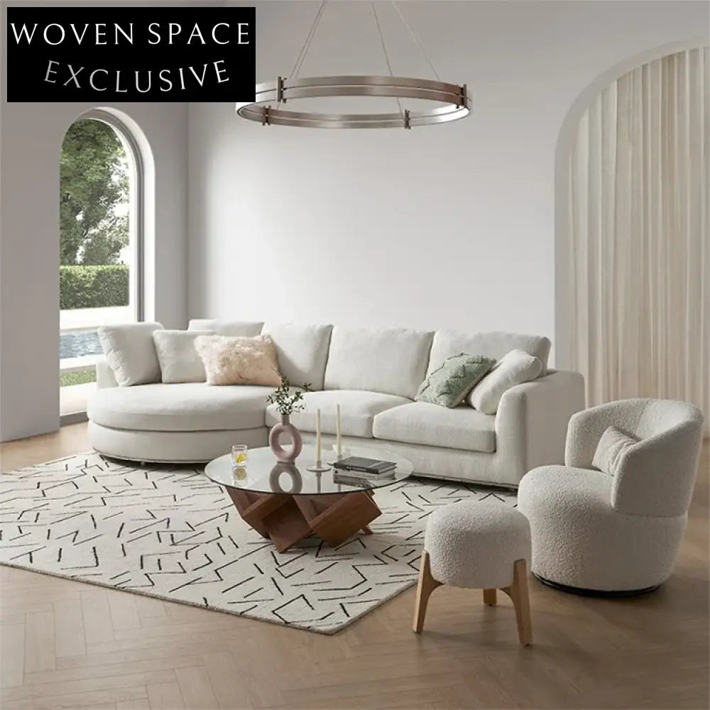 Luxury Modern L-Shape Sectional Sofa with Plush Linen Fabric Cushions