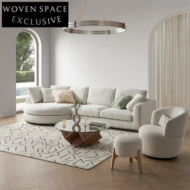 Luxury Modern L-Shape Sectional Sofa with Plush Linen Fabric Cushions