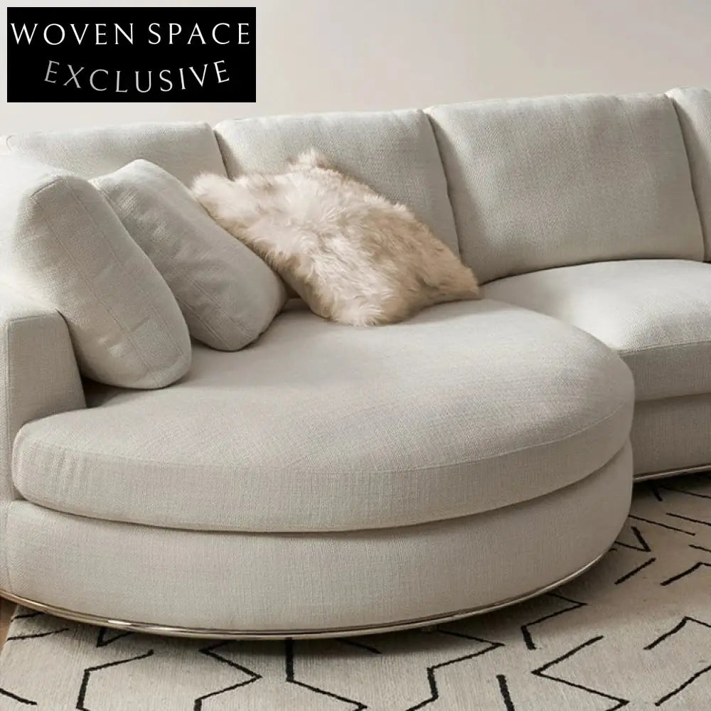 Luxury Modern L-Shape Sectional Sofa with Plush Linen Fabric Cushions