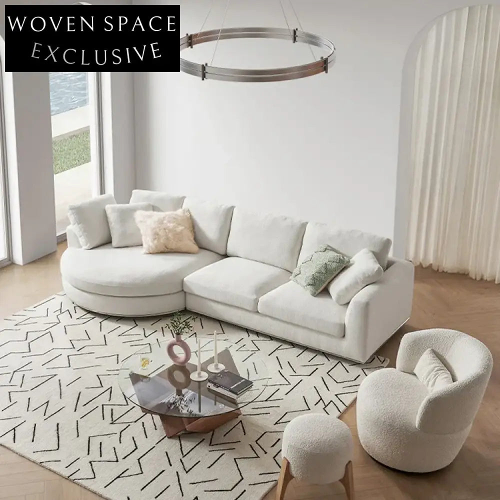 Luxury Modern L-Shape Sectional Sofa with Plush Linen Fabric Cushions