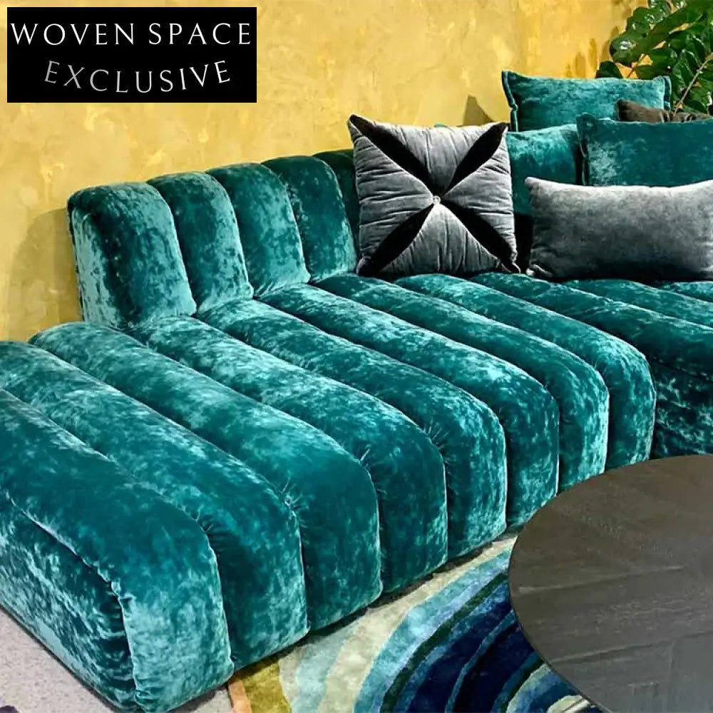 Luxury Modern L-Shaped Velvet Sectional Sofa Set for Contemporary Living Rooms