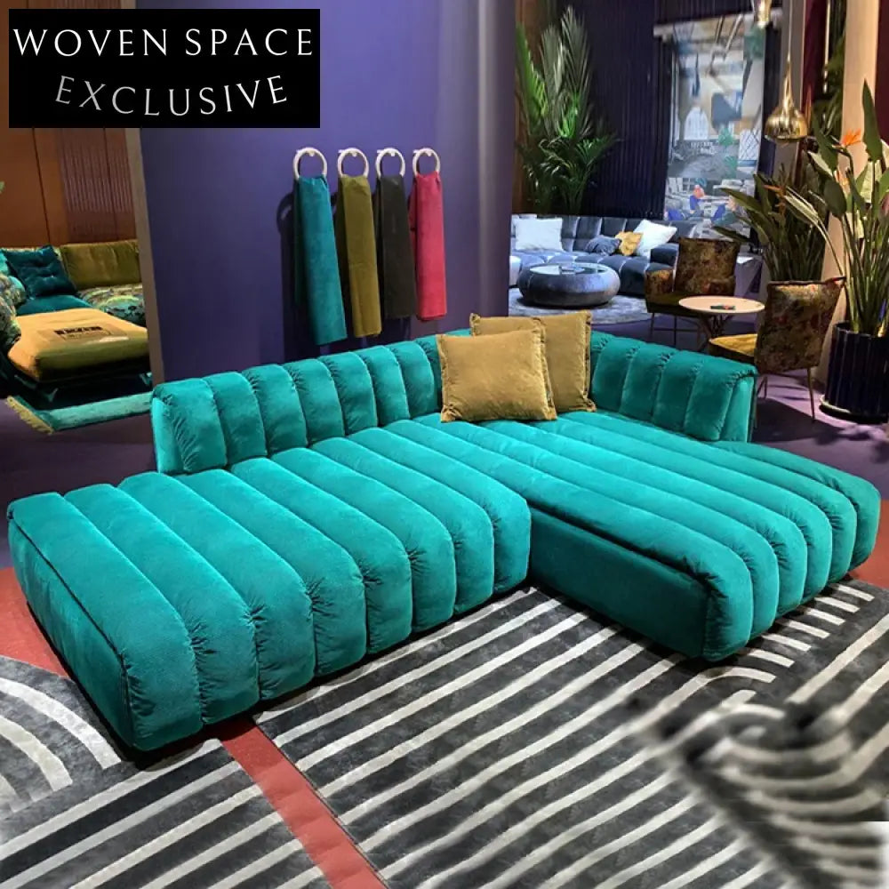 Luxury Modern L-Shaped Velvet Sectional Sofa Set for Contemporary Living Rooms