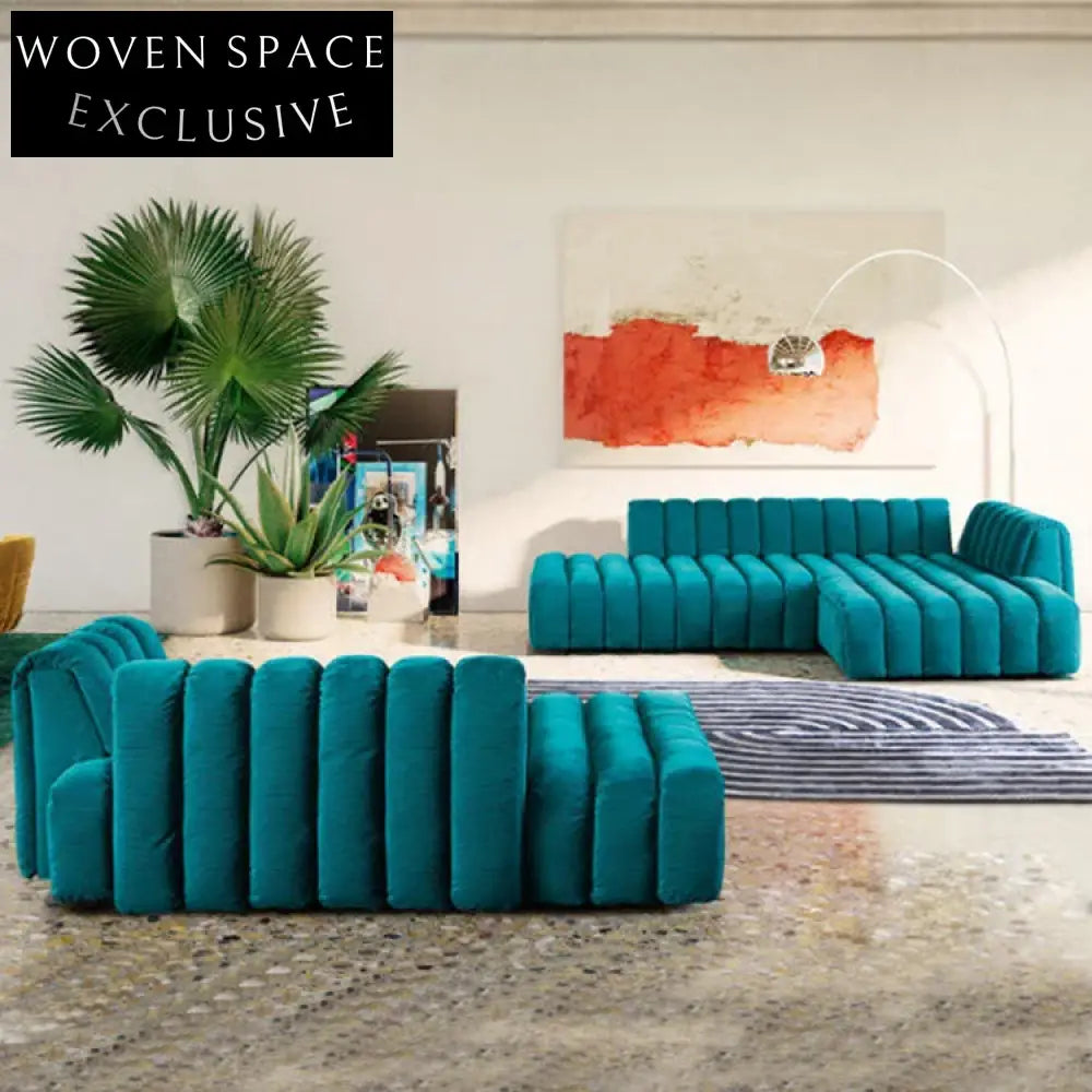 Luxury Modern L-Shaped Velvet Sectional Sofa Set for Contemporary Living Rooms