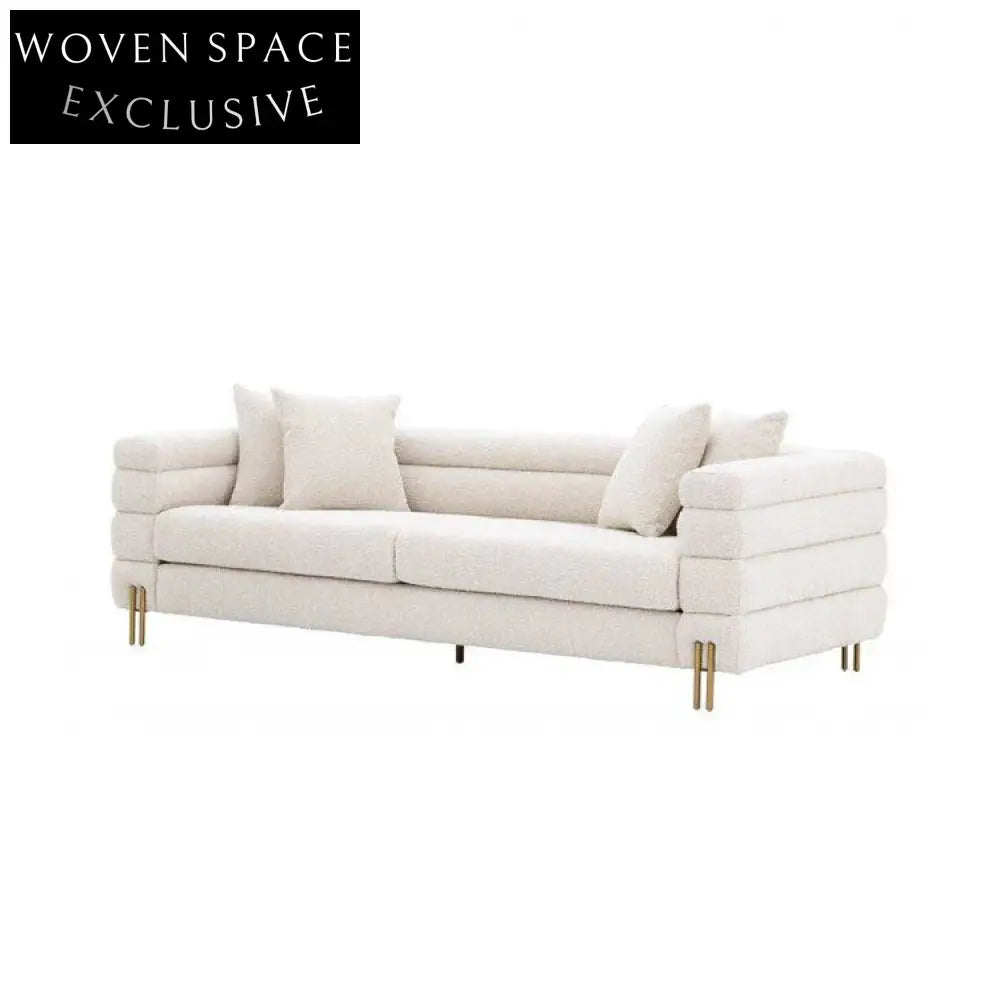 Luxury Modern Lamb Wool Upholstered Living Room Lounge Chair with Metal Legs