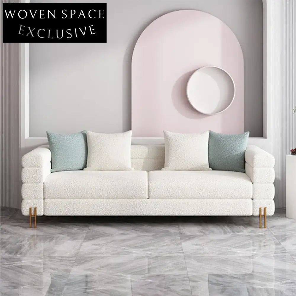 Luxury Modern Lamb Wool Upholstered Living Room Lounge Chair with Metal Legs