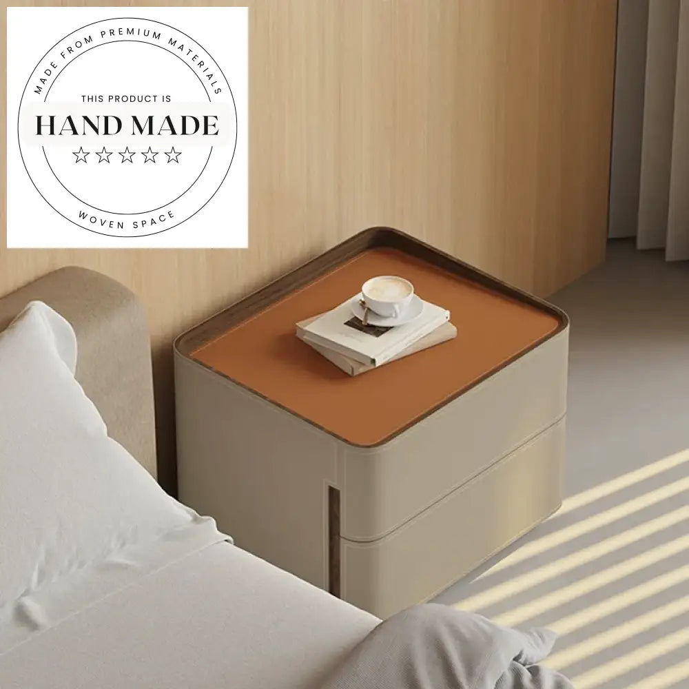 Luxury Modern Leather 2-Drawer Storage Bedroom Bedside Table