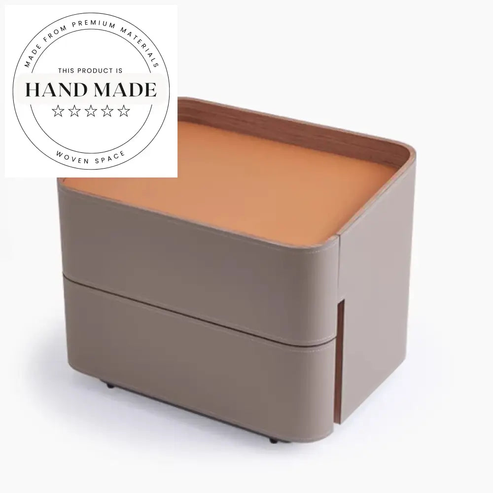 Luxury Modern Leather 2-Drawer Storage Bedroom Bedside Table
