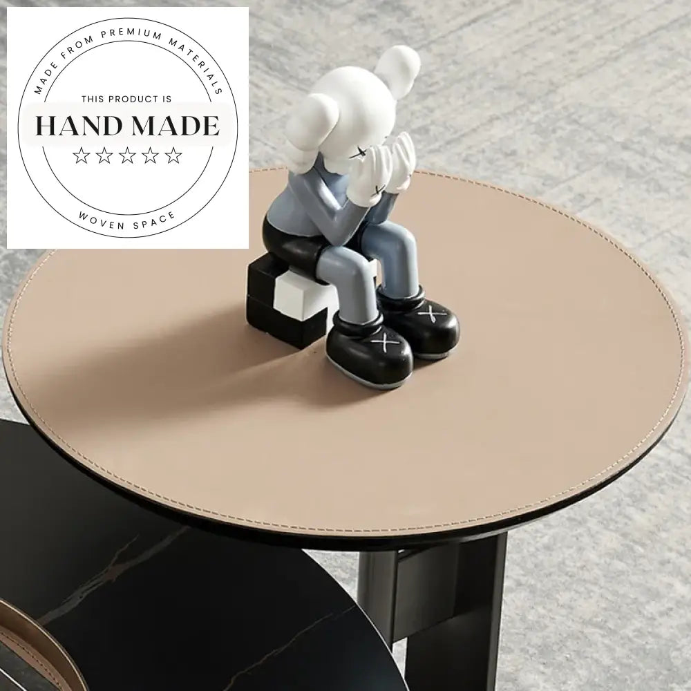 Luxury Modern Leather Top Stainless Steel Sofa Bedside End Table