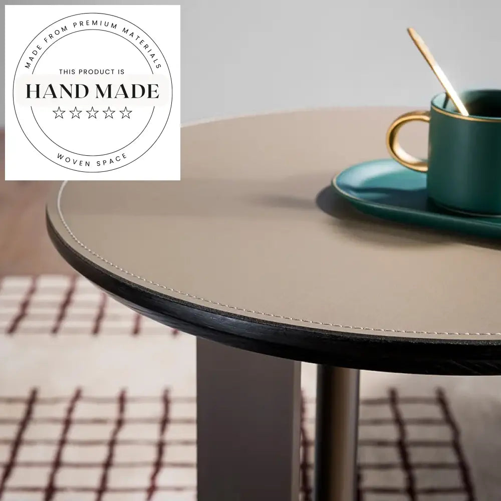 Luxury Modern Leather Top Stainless Steel Sofa Bedside End Table