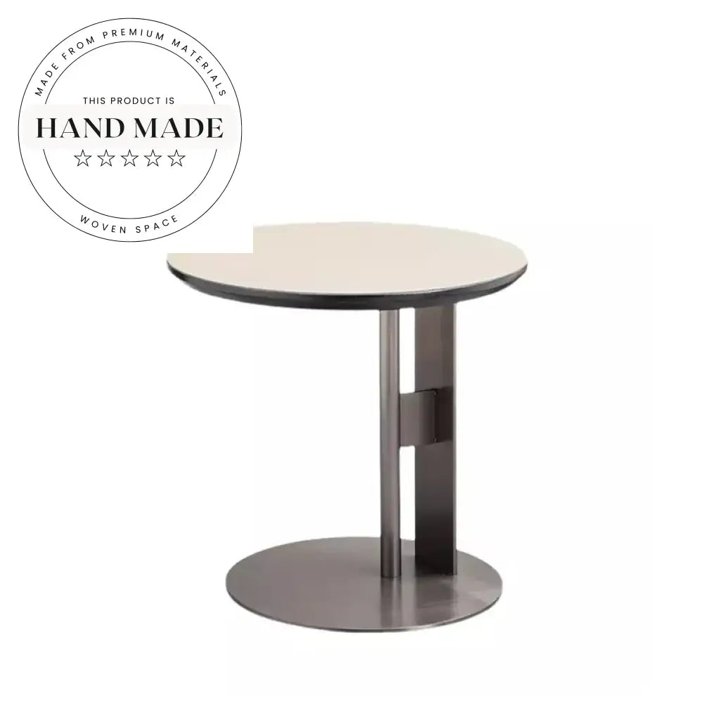 Luxury Modern Leather Top Stainless Steel Sofa Bedside End Table