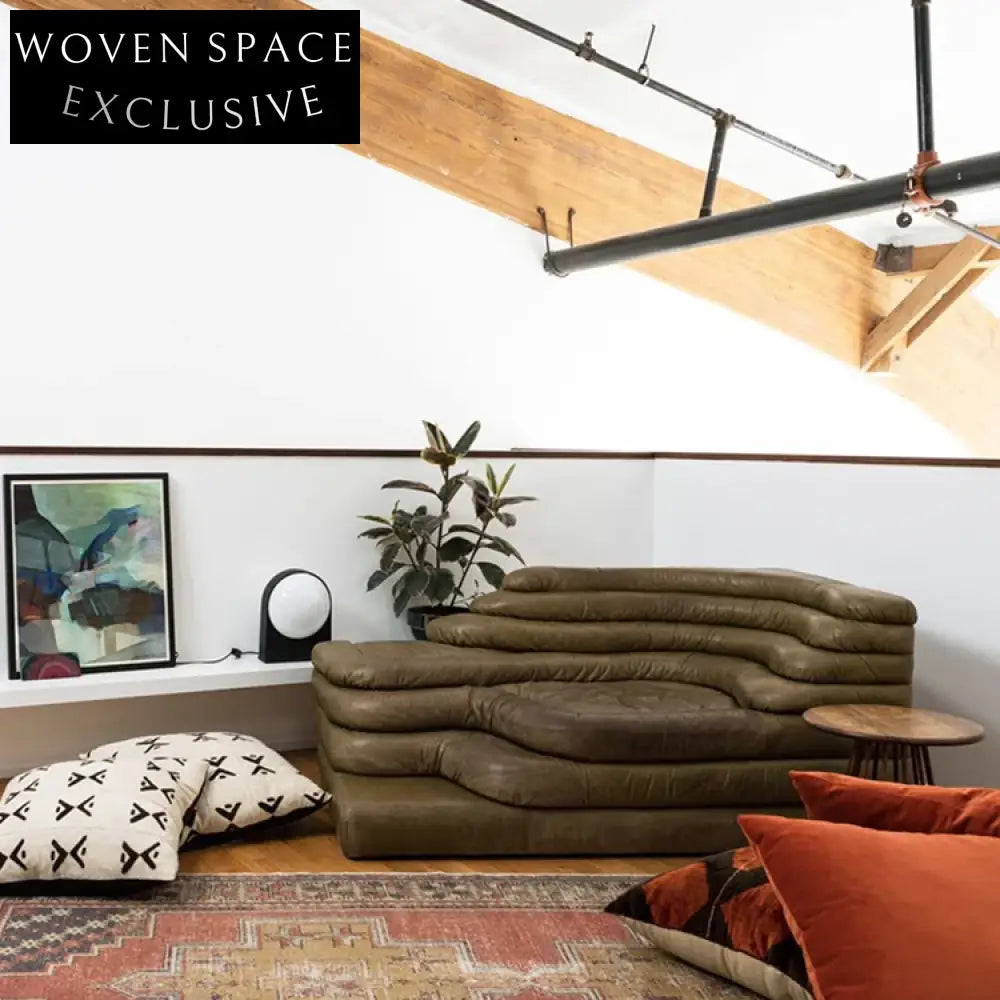 Luxury Modern Living Room Mountain Step Leather Sofa