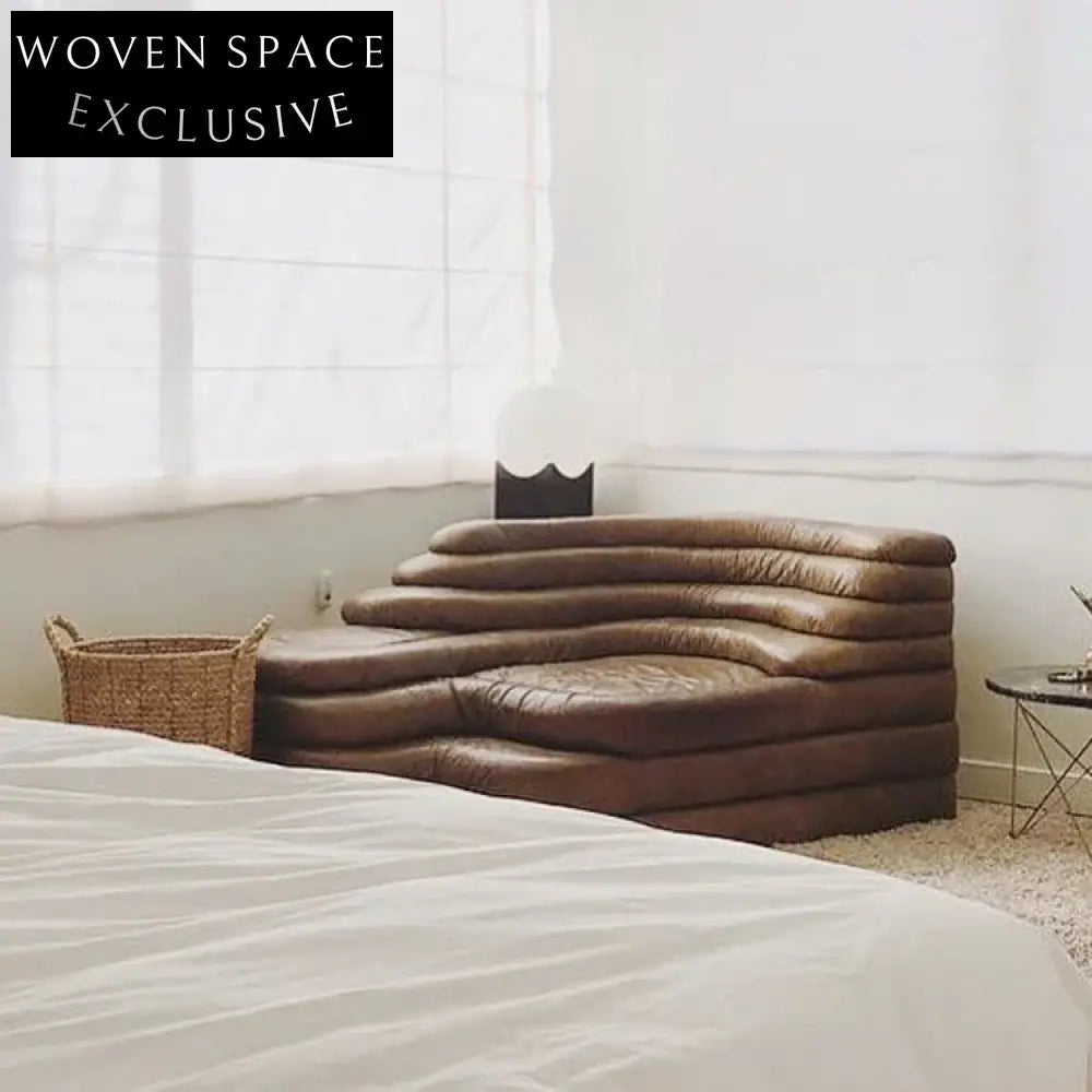 Luxury Modern Living Room Mountain Step Leather Sofa