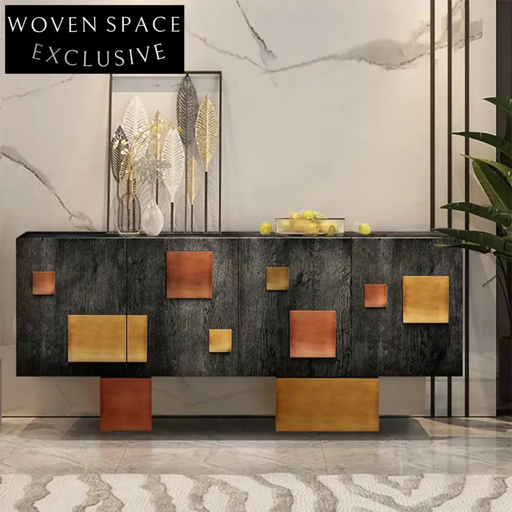 Luxury Modern Living Room Wooden Storage Cabinet with Stainless Steel Drawers