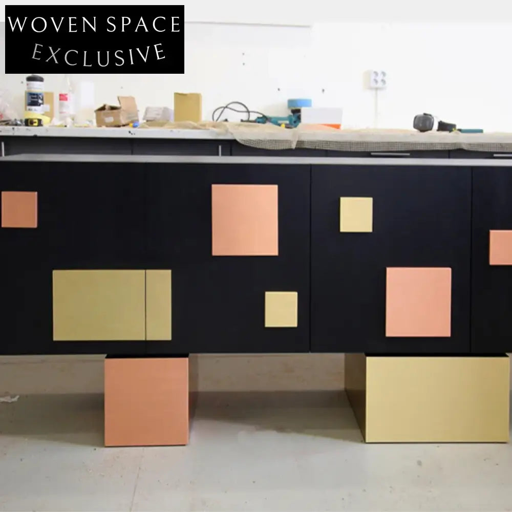 Luxury Modern Living Room Wooden Storage Cabinet with Stainless Steel Drawers